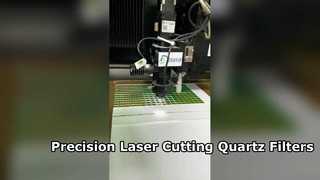 Corte a laser de vidroCorte a laser em lote de filtros ópticos de quartzo com 1 mm de espessura